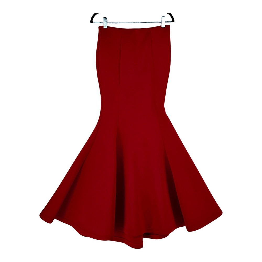 Gracia Mermaid Skirt S Red High Waist Flared Hem Evening Formal Maxi Valentines
